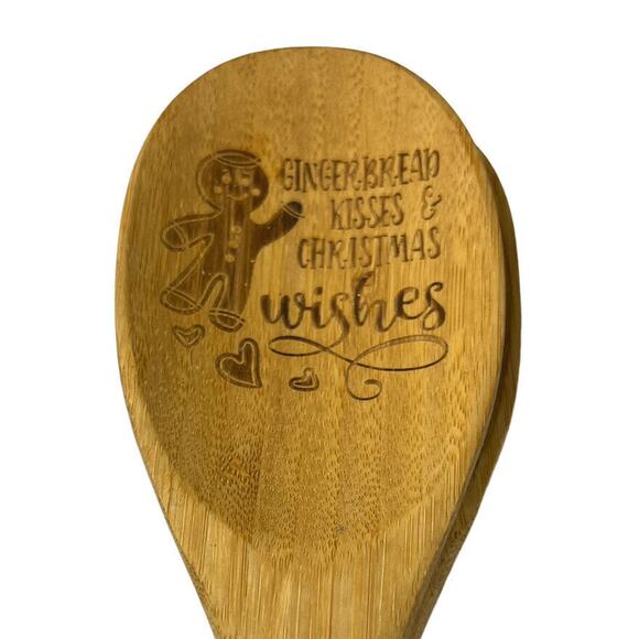 Bamboo Wooden Spoon And Fork Gingerbread Christmas Holiday Baking Serving Table - Picture 3 of 15